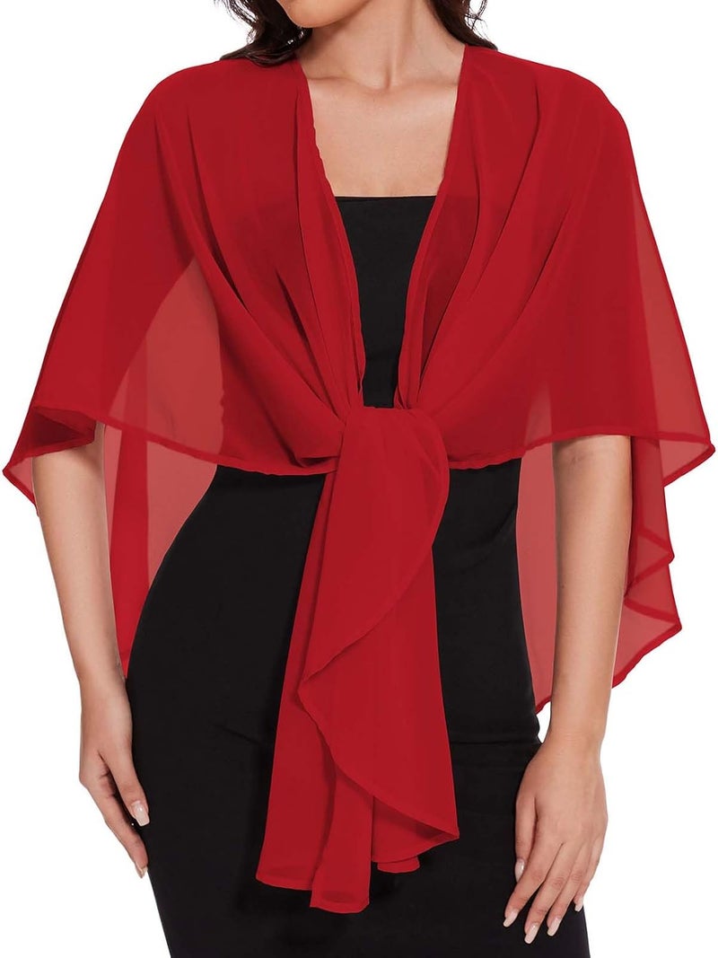 CHICGAL Shawls and Wraps for Evening Dresses Sheer Womens Chiffon Scarf Wedding Bridal Cover Up - Image 1